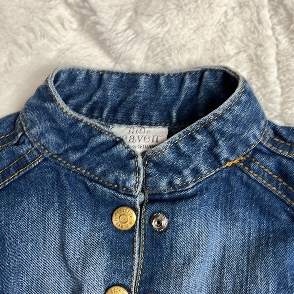 Little Maven by Tori Spelling Mandarin Collar Denim Blue Jean Jacket - Size 4Y